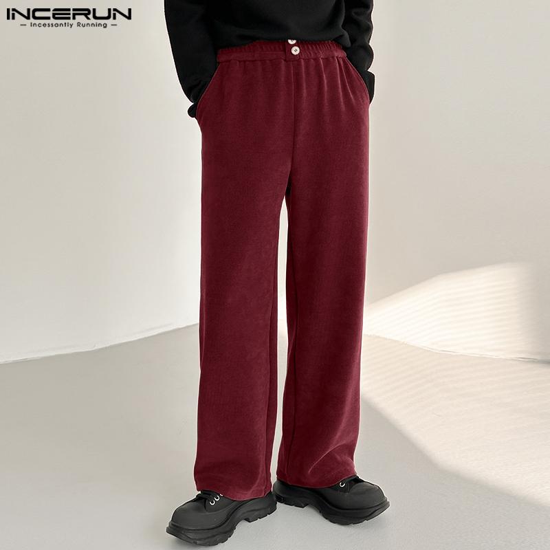 

INCERUN мужские осенне-зимние длинные вельветовые прямые брюки с высокой талией