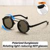 Polarized Round Sunglasses  Adjustable Dimming Sun Glasses Men Retro Double-Bridge Fishing Eyeglasses Outdoor Shades Uv400