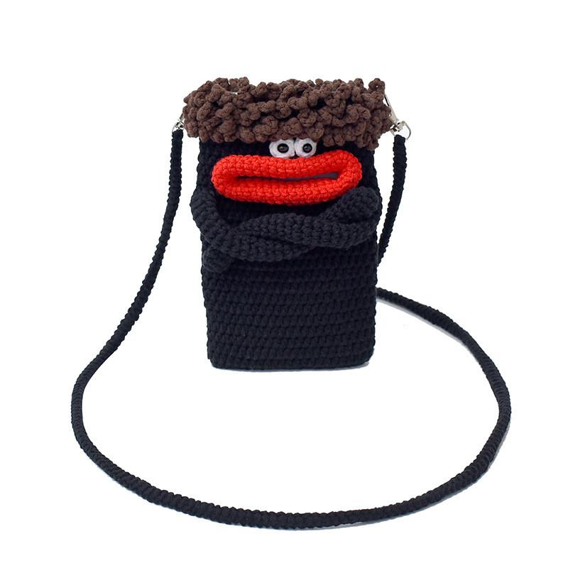 Diy Knit Bag Mini Shoulder Purse With Phone Pocket For Daily Use