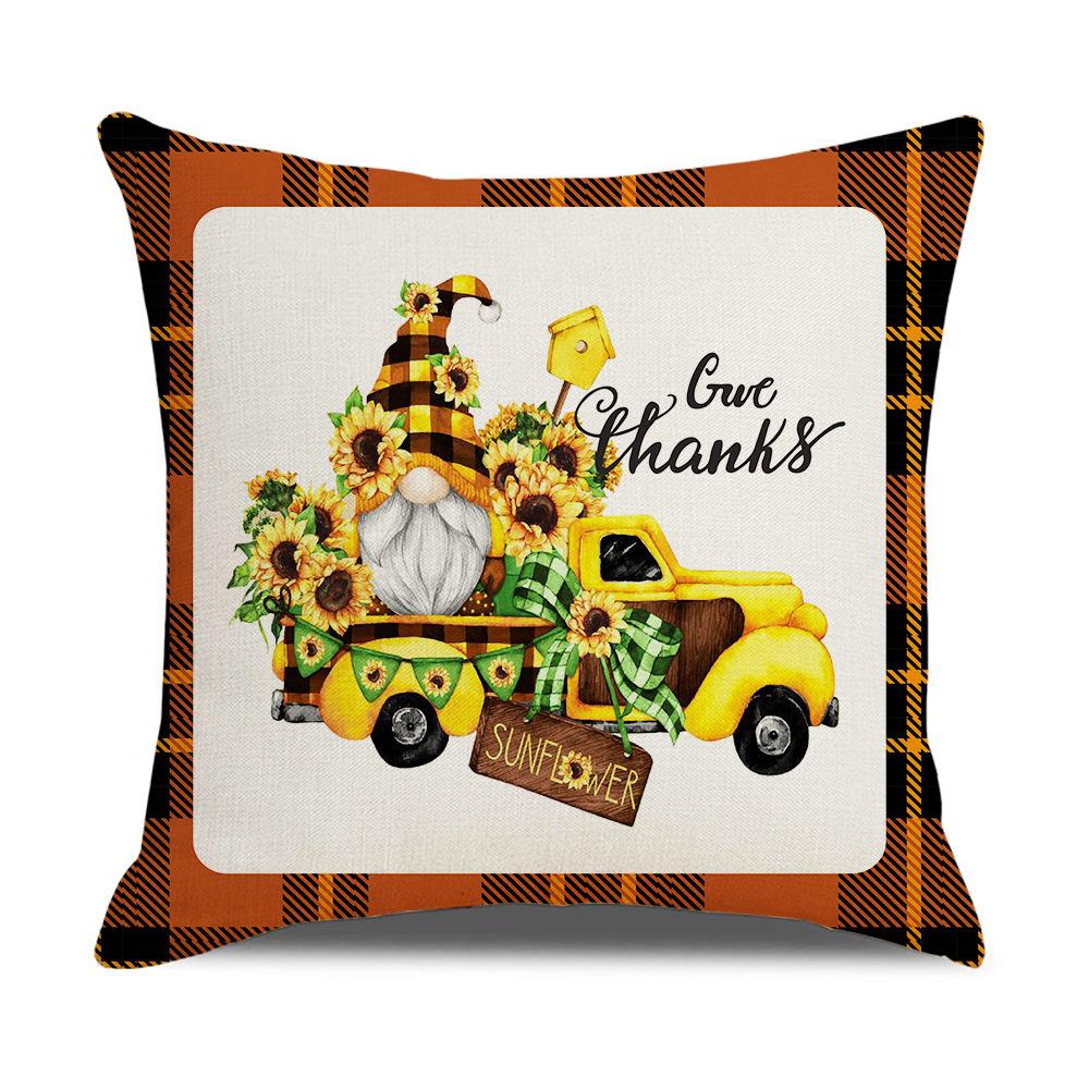 Autumn Harvest Pumpkin Print Pillow Cover Sofa Office Linen Cushion Cover Home Furnishings