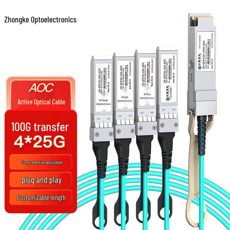 

QSFP28 AOC 100G to 4x25G Active Optical Cable 2 meters