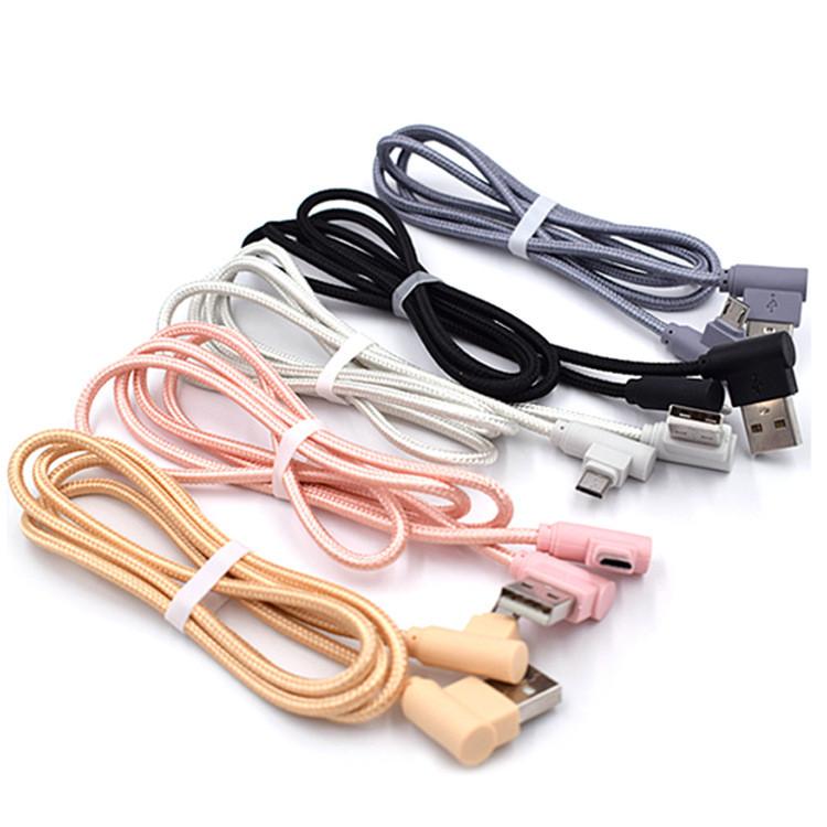 33 Feet Nylon Braided Micro Right Angle Fast Data Sync Charger Vertical Usb Cable With Durable Cotton Jacket