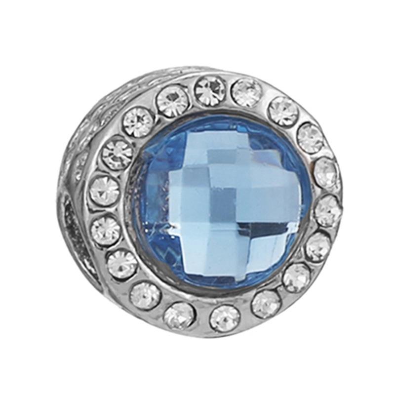 New Silver Plated Blue Diamond Alloy Large Hole Charm Beads For DIY Bracelet Necklace Jewelry Accessories Gifts