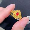 Elegant Ancient Style Geometric Copper Ring For Women With Adjustable Open Design