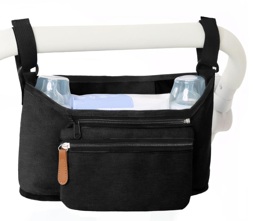 Maeau Stroller Bag, Large Capacity, Water-Repellent, Diaper Pouch, Smartphone Storage Pocket, Multi-Functional, Crib/Stroller Hanger #A