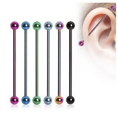 2pc Surgical Stainless Steel Long Industrial Barbell Neon Candy Color Body Ear Piercing Jewelry Gifts
