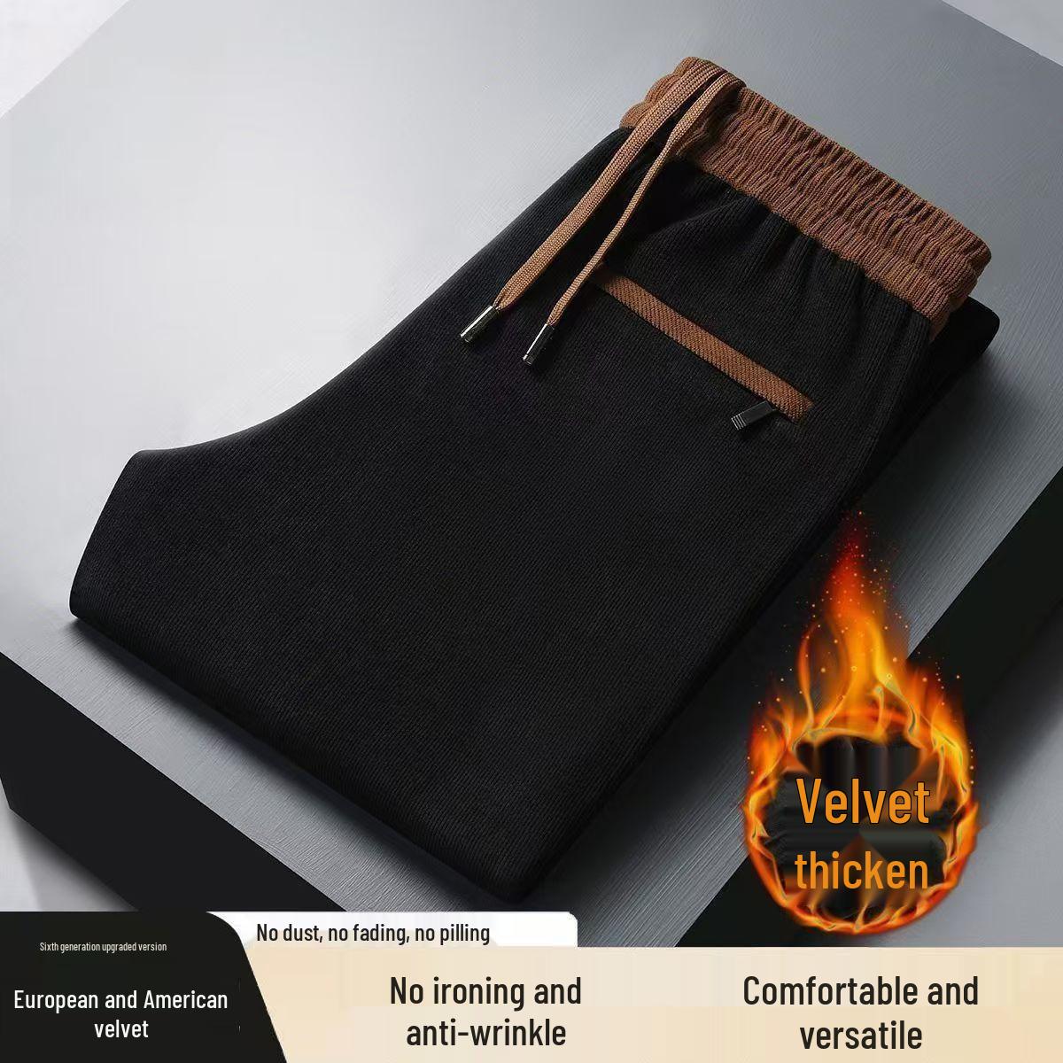 

Men s Autumn Corduroy Fleece-Lined Stretch Pants - Versatile Straight-Leg Sportswear 5XL