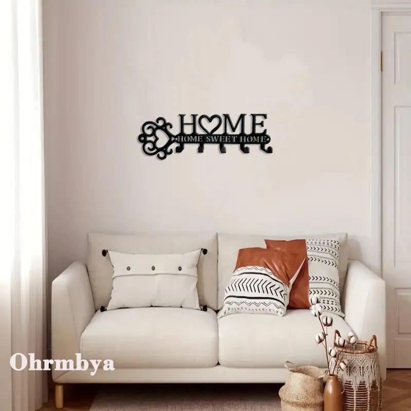 5 Hooks Sweet Home Metal Keys Hooks Wall Hanger Coat Hooks Towels Racks Home Decor for Living Home Office Wall Art DIY Hritis