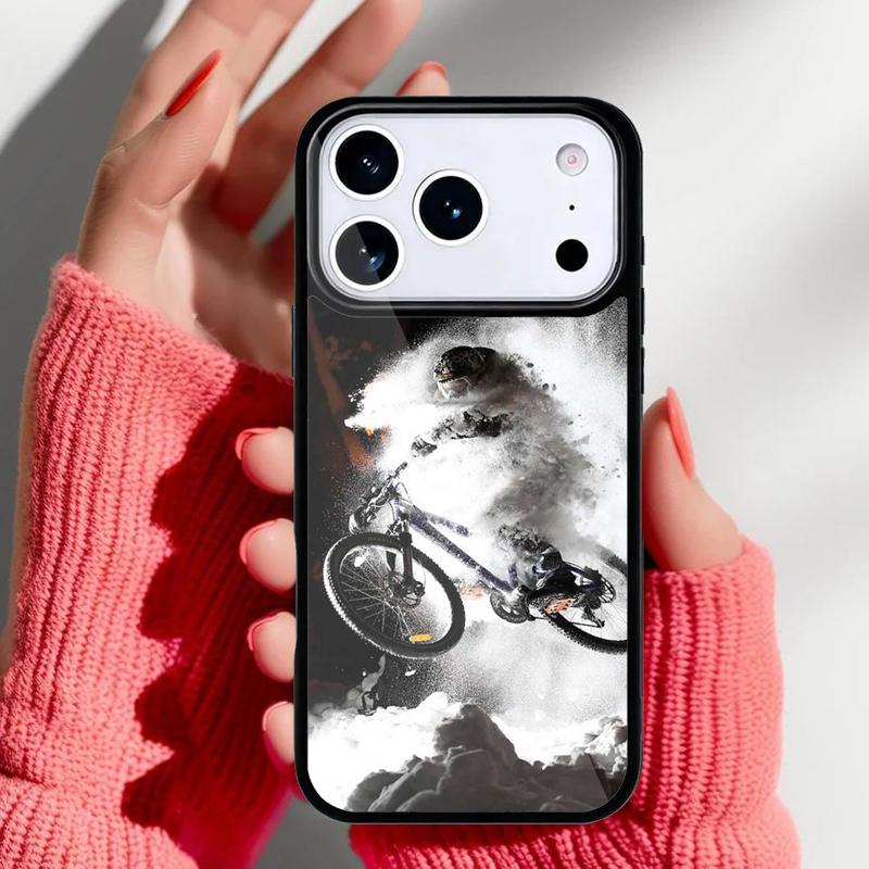 Sport Mountain Bike Cycling Art Phone Case for iPhone 17 Air 16e 15 14 13 Pro Max Back Cover for 12 11 Pro Coque