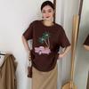 Harajuku lustiger Druck Kurzarm T-Shirts Damen Sommer reine Baumwolle Lässig übergroßes T-Shirt Damen Streetwear pink Y2k Oberteile