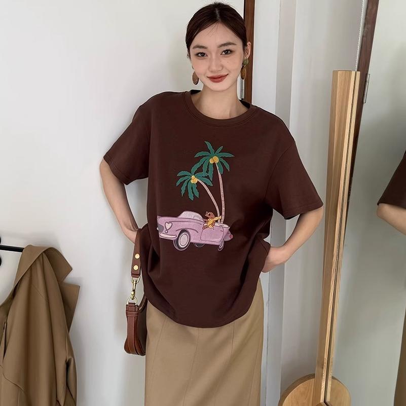 Harajuku lustiger Druck Kurzarm T-Shirts Damen Sommer reine Baumwolle Lässig übergroßes T-Shirt Damen Streetwear pink Y2k Oberteile