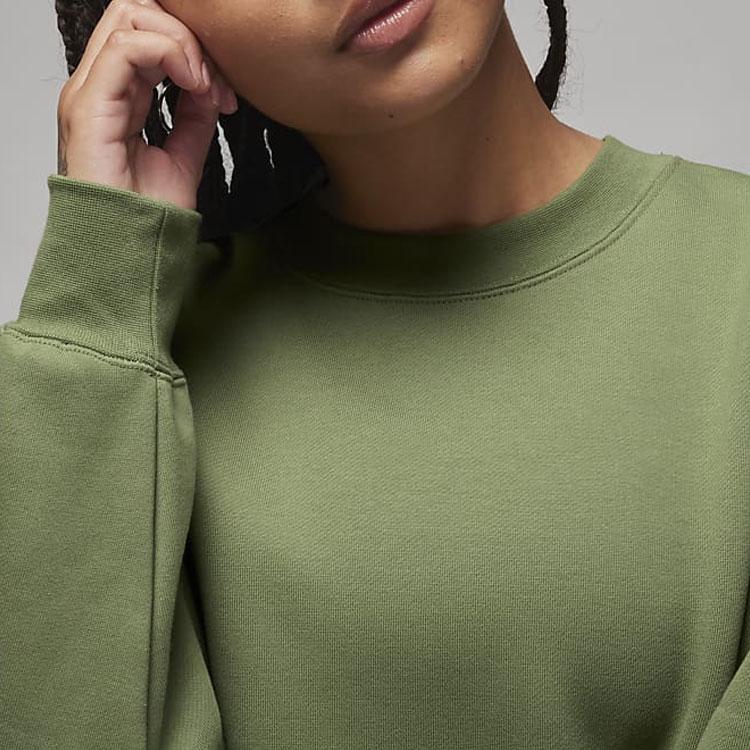 Jordan Flight Solid Color Crew Neck Fleece Sweatshirt Women Sweatshirt Green FB5117-340