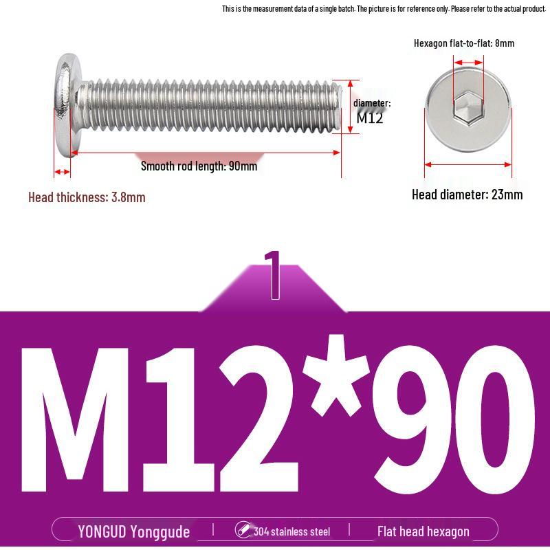 304 Stainless Steel Ultra-Thin Flat Head Hex Socket Bolt, M2-M12
