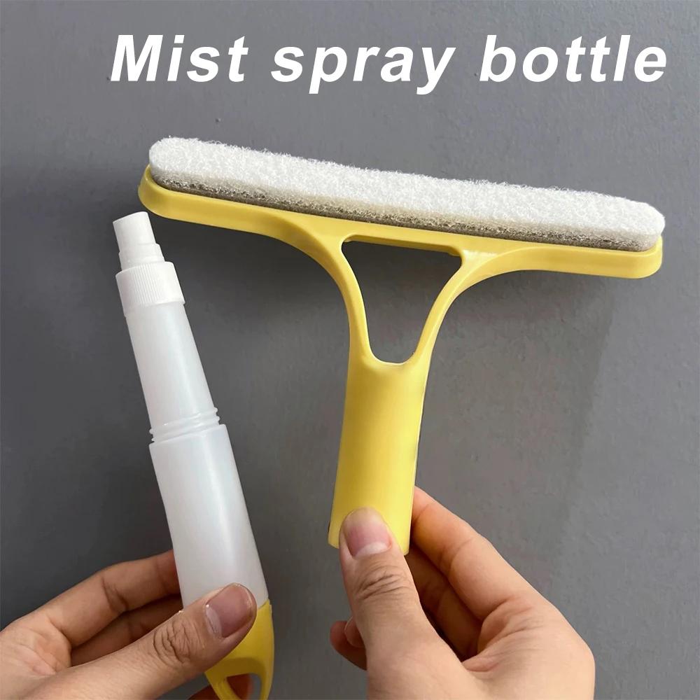 3 In 1 Window Cleaning Squeegee Multi Function Glass Mirror Wiper with Spray Bottle Microfiber Scrub Household Car Cleaner Tools