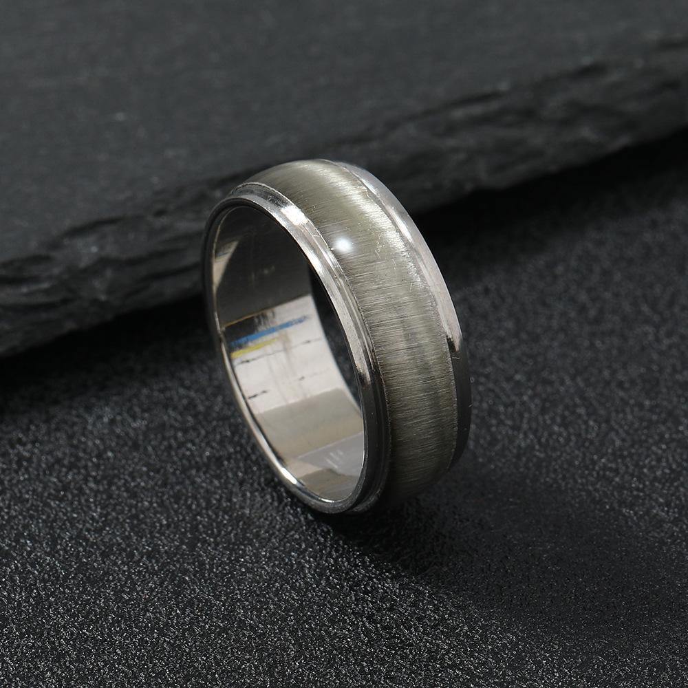 Men's Stainless Steel Sand Cat's Eye Titanium Ring - Creative Color Plated Design