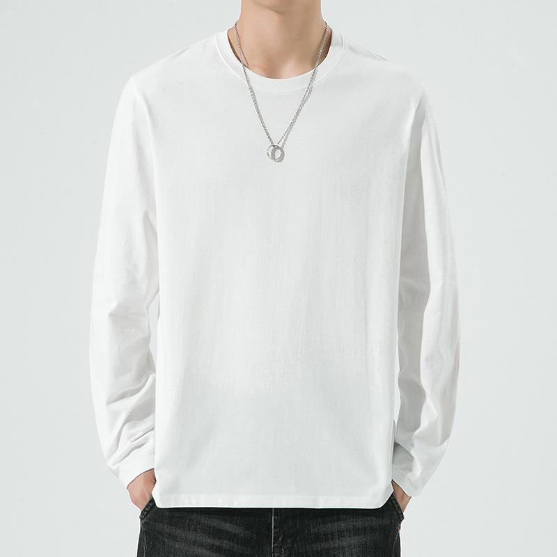 

Мужская базовая футболка с длинным рукавом из 100% хлопка, однотонная, в парном стиле, с круглым вырезом, для весны и осени. XXL белый