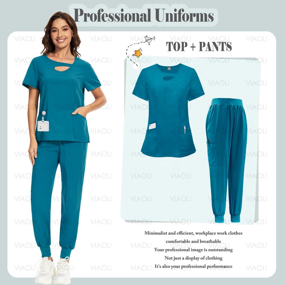 Multicolour Jogger Suit Doctor Nursing Uniform Pocket Top Pants Nurse Scrub Set Medical Clinical Clothes Surgical Uniforms Woman