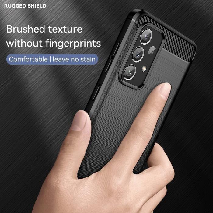 Coque de protection - PROSHOP - Samsung A73 5G - Souple - Motif traits acier - Noir