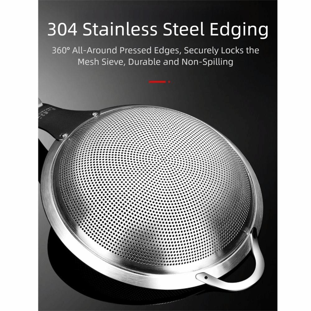 304 Stainless Steel Fine Mesh Filter Spoon Long Handle Kitchen Sieve  Flour Sifting