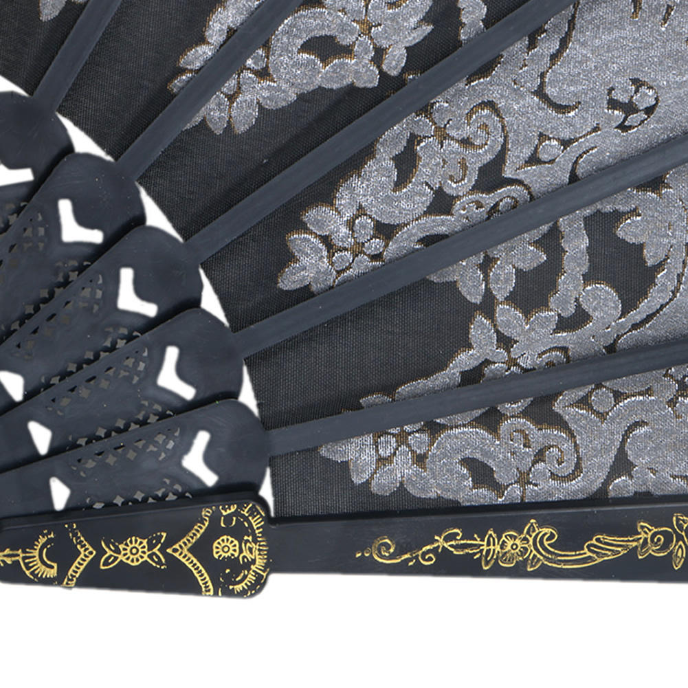 Schwarzer spanischer Stil für Tanz, Party, Hochzeit, Spitze, Seide, faltbarer Hand-Blumenfächer