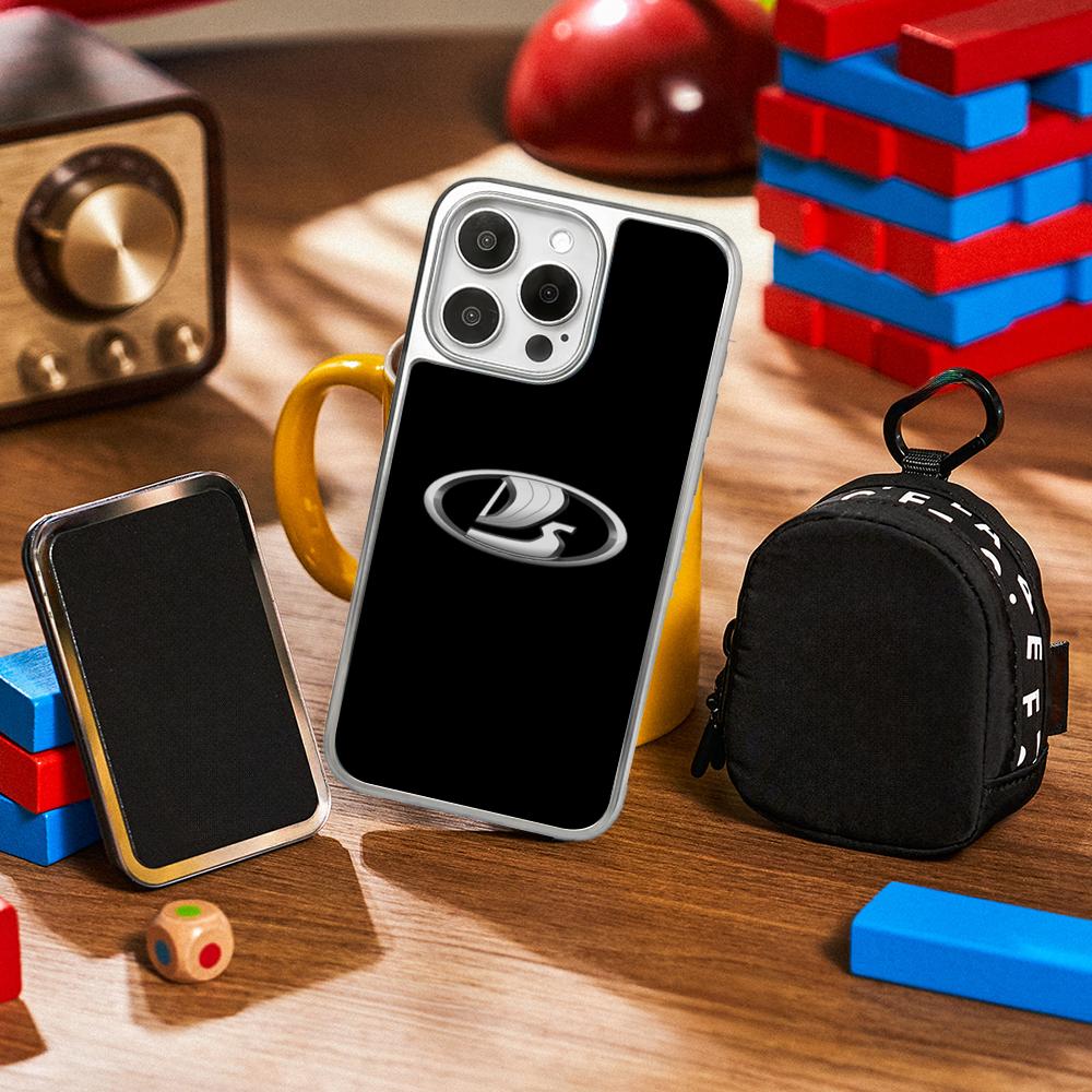 

Cool car L-la-Da fashion logo design Phone Case for iPhone 16 15 14 13 12 11 Pro Max Sheepskin Silver-edged protective case iPhone15