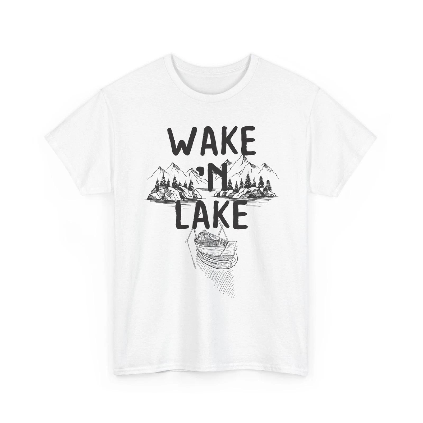 Wake And Lake T shirt, Wildlife Nature Lake Life Lovers Shirt M