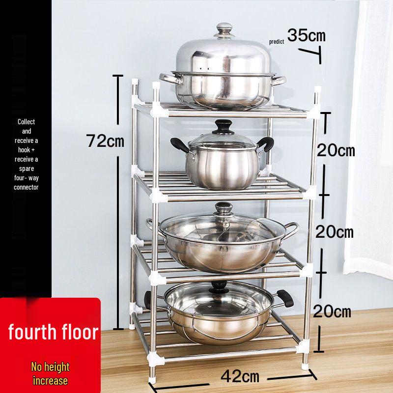 Stainless Steel Multi-layer Kitchen Storage Rack for Pots and Basins