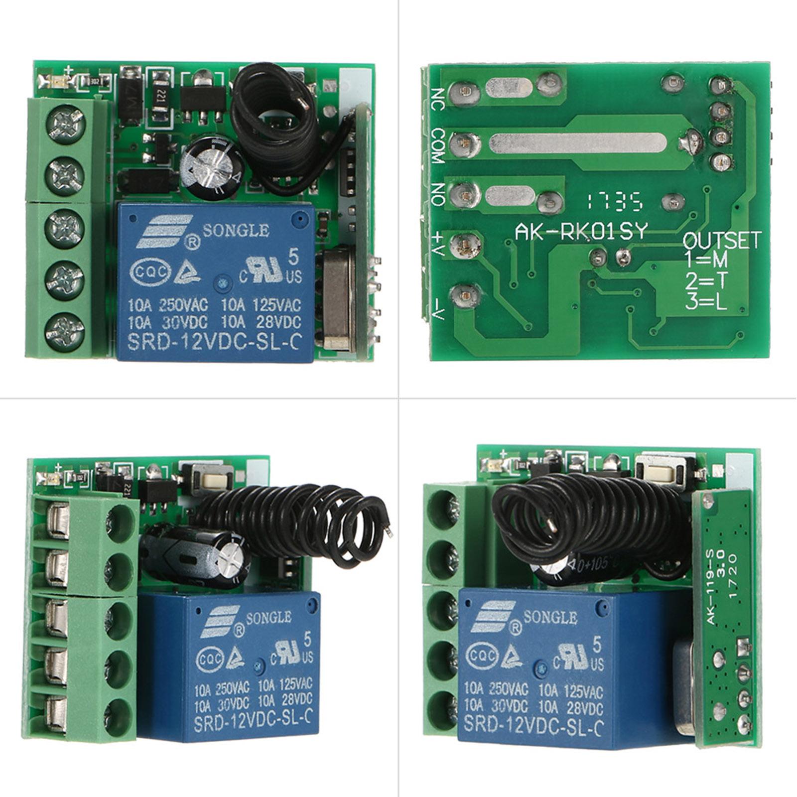 Smart Home 433Mhz 12V 1CH Wireless Remote Relay Receiver Transmitter Remote Control Module and RF Transmitter Remote Contr