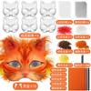 Therian Mask Set Blank Mask Half Face Hand Drawn Animal Cat Fox Mask Children DIY Handmade Graffiti Half Face Mask Party Christm