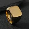 Anelli Quadrati Grandi in Acciaio Inossidabile con Geometria Semplice Personalizzata, Superficie Liscia Smussata, per Uomo, Accessorio Gioiello Punk Trendy, Regalo
