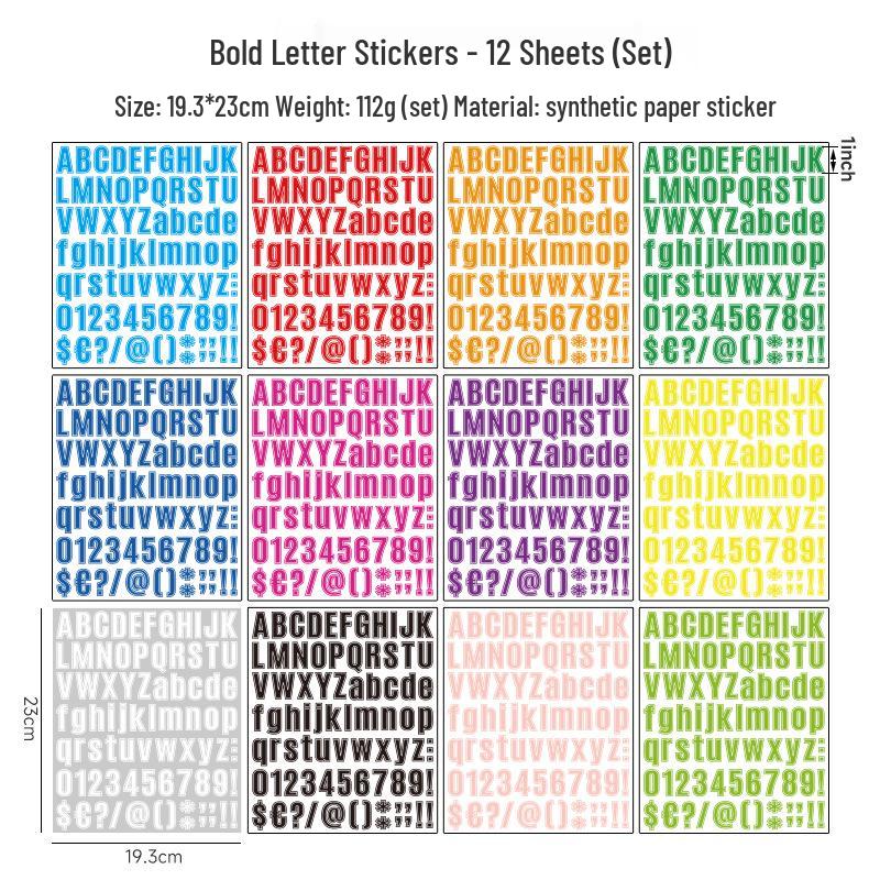 Colorful DIY Letter & Number Stickers for Water Bottles, Journals, and Creative Gifts