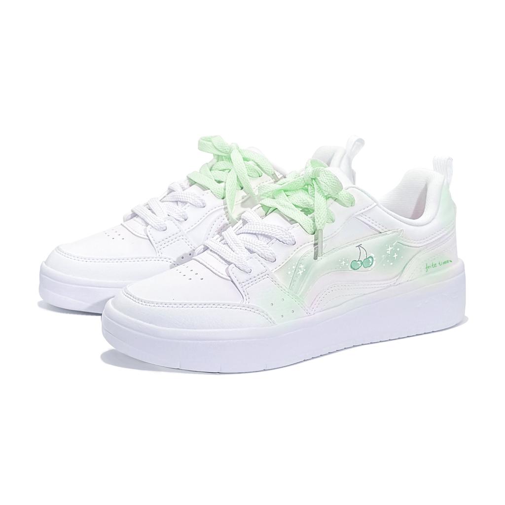 Li Ning Sycee Wear resistant And Lightweight Low top Skateboard Shoes Women's White Green AGCT340-5(TeamTwo-)
