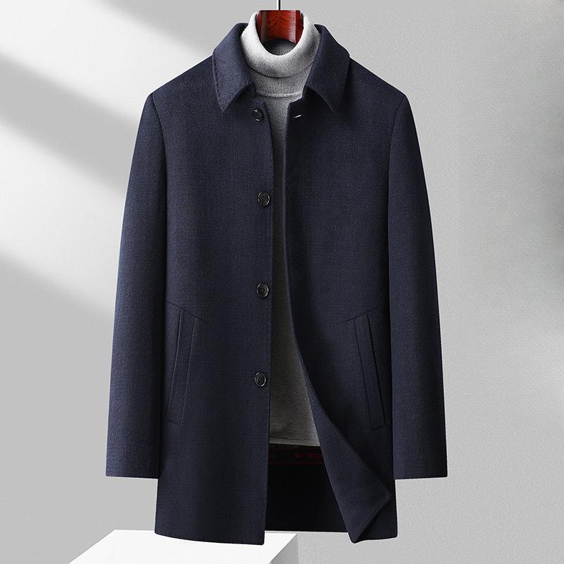 Autumn and Winter Woolen Coat Medium and Long Business Casual Removable Goose Down Liner Double-sided Woolen Coat Men's Coat