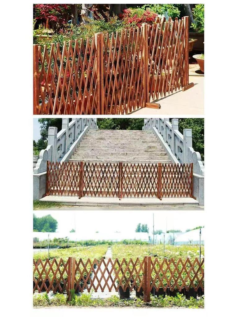 Zewnętrzne antykorozyjne rozsuwane drewniane ogrodzenie do ogrodu, na podwórko, na balkon wewnątrz i jako kojec dla psa.