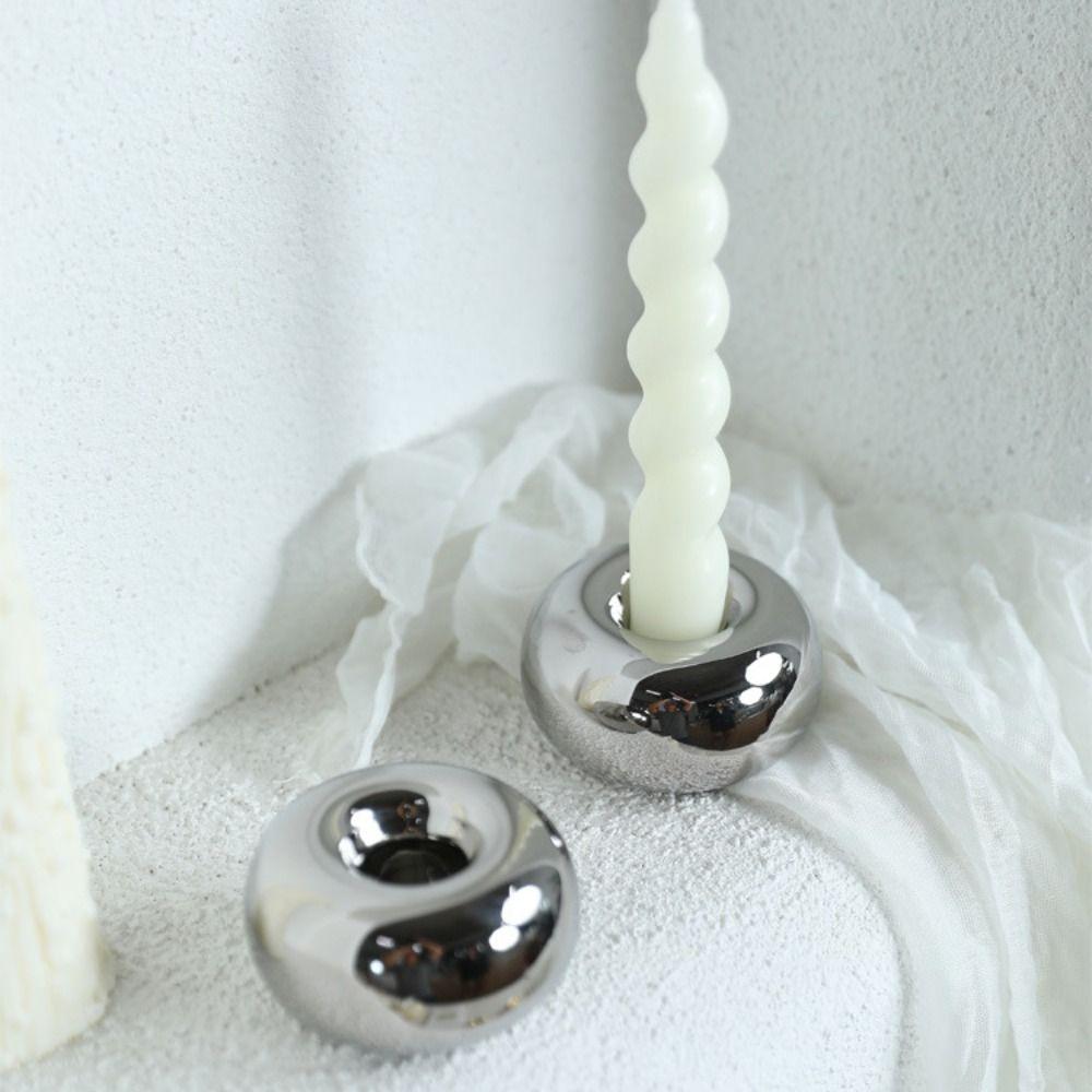 Tabletop Ornament Ceramic Candle Holder Delicate Modern Candlestick Decorative Art Aroma Diffuser Photography Props