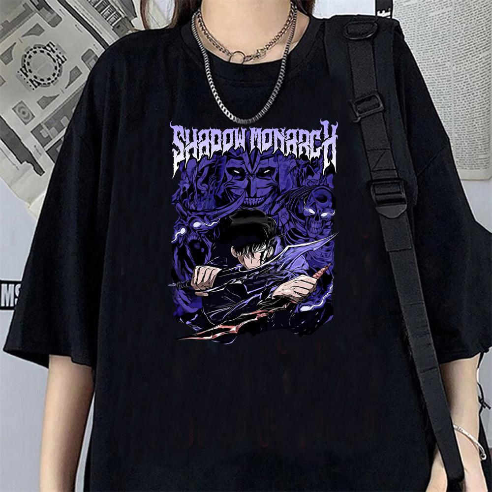 Solo Leveling T-Shirt Sung Jinwoo New Anime Manga Tshirt Men Women Clothing Short Sleeve Cartoon T Shirt