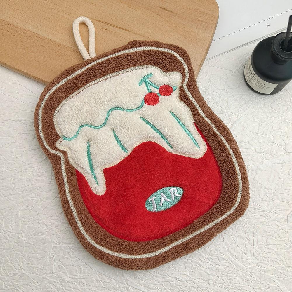 

Cartoon Series Quick Drying Hand Towel, 9.9 Toast Slices, Croissants, Pizza,Red Honey Pot Shaped Hand Towel,Suitable for Kitchen