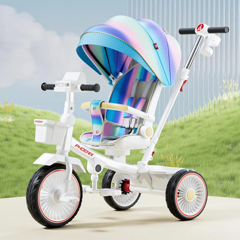 Pushable And Rideable Children'S Tricycle Multifunctional Stroller Lightweight Travel Pram Children'S Riding