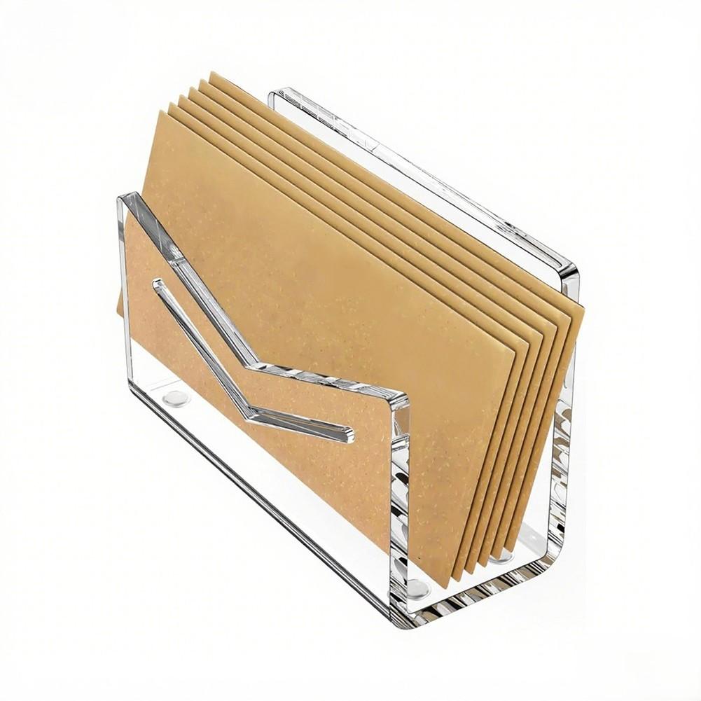

Anti-Slip Rubber Feet Acrylic Mail Organizer Desktop Sorter Mail Holder Is transparent