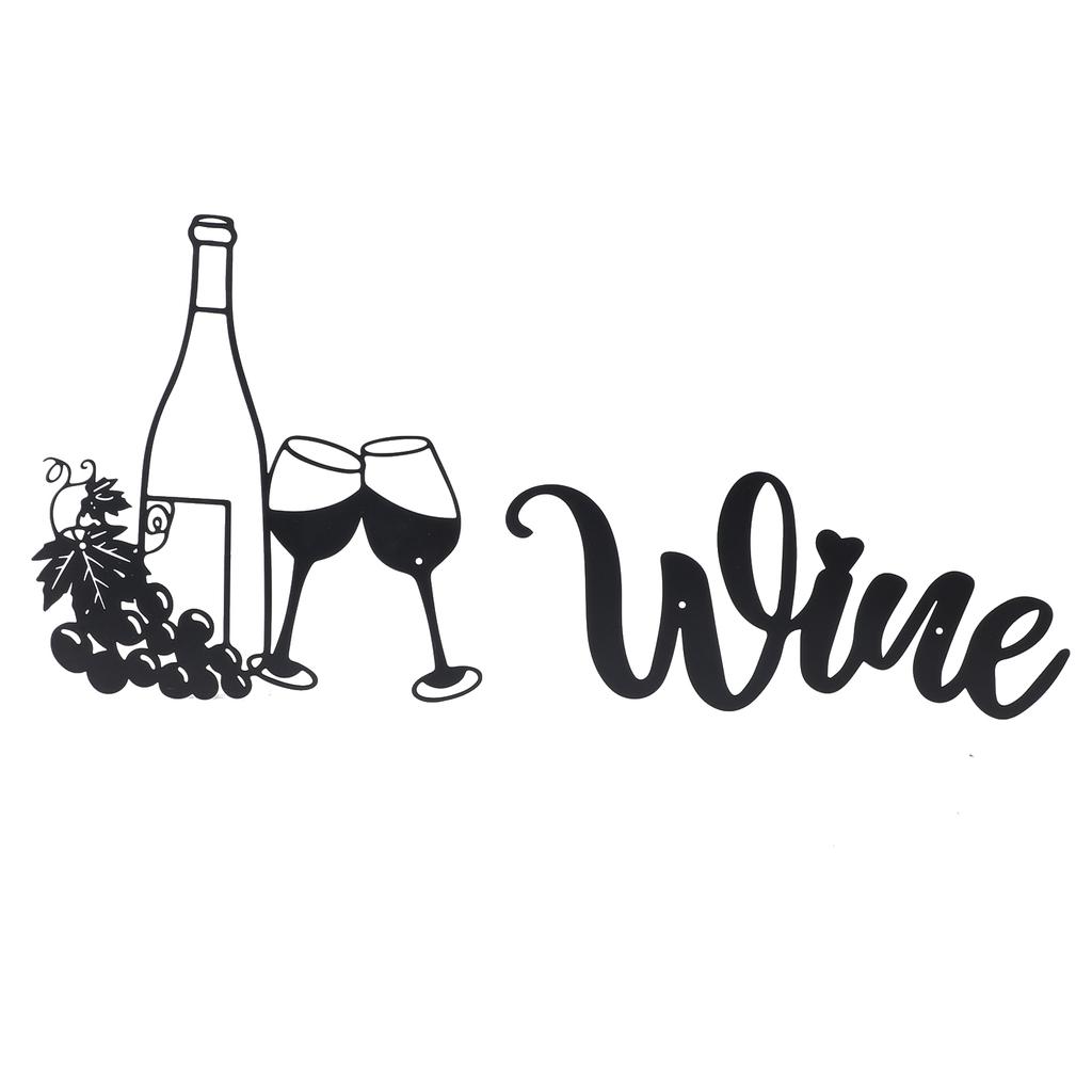 Wine Theme Wall Decor Modern Innovative Decorative Hollow Out Iron Art Metal Wine Wall Decor for Living Room Black