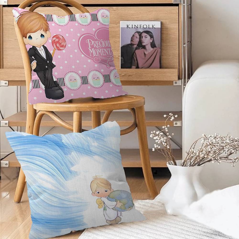 Precious Moments Cute Pillow Covers Cartoon Sofa Decorative Home Double-Sided Printing Short Plush Cute Cushion Cover