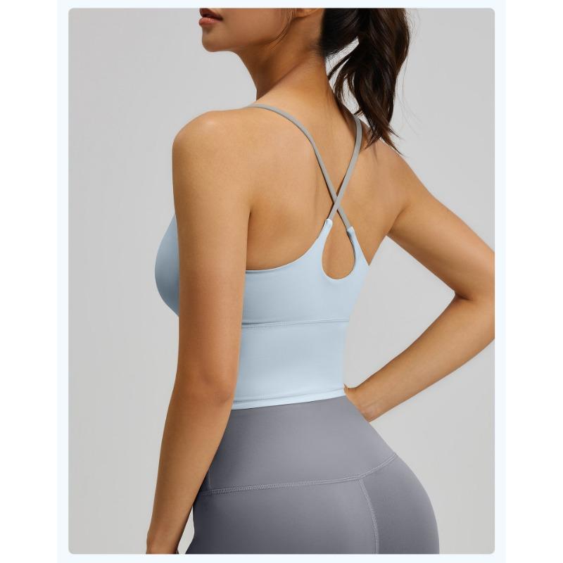 Women Thin Strap Padded Sports Bra Beauty Back Yoga Fitness Vest