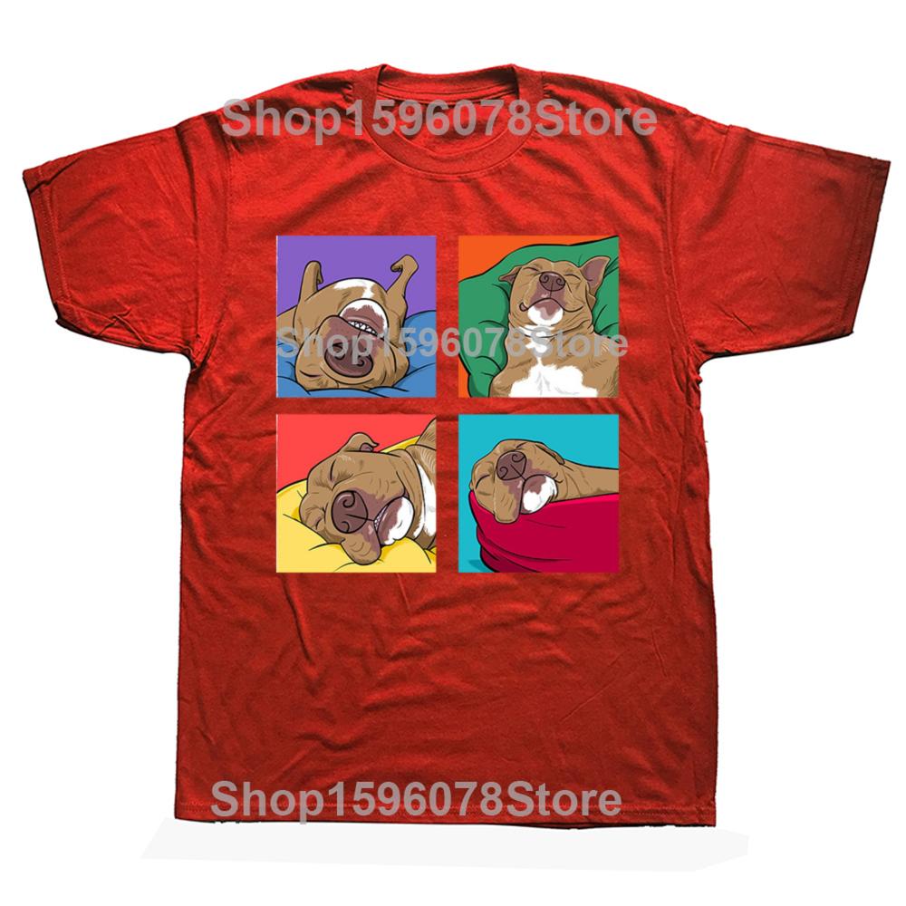 Funny Pitbull Lazy Gift for Dog Love T Shirts Graphic Cotton Streetwear Short Sleeve Birthday Summer Style T-shirt Mens Clothing
