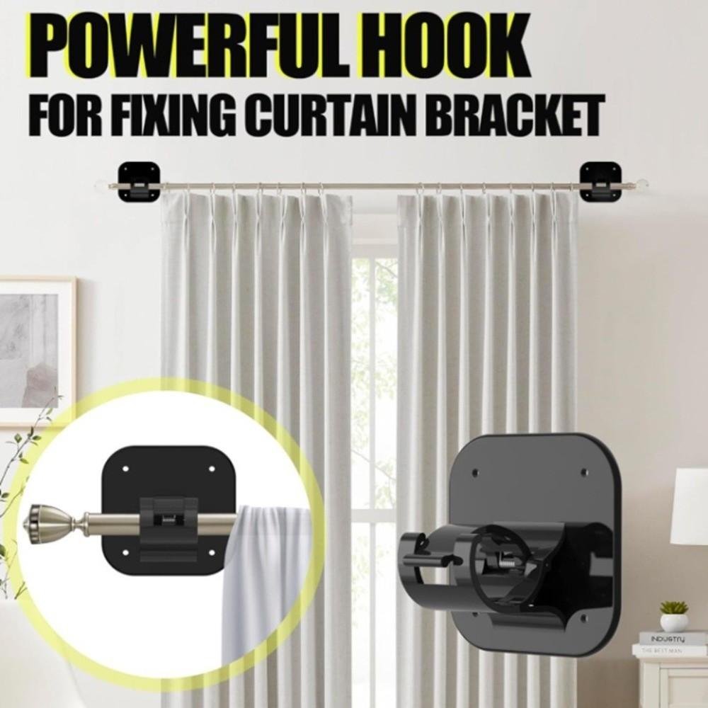 2pcs Adhesive Curtain Rod Holder Adjustable Curtain Rod Hook Curtain Rod Brackets  for Bedroom Home