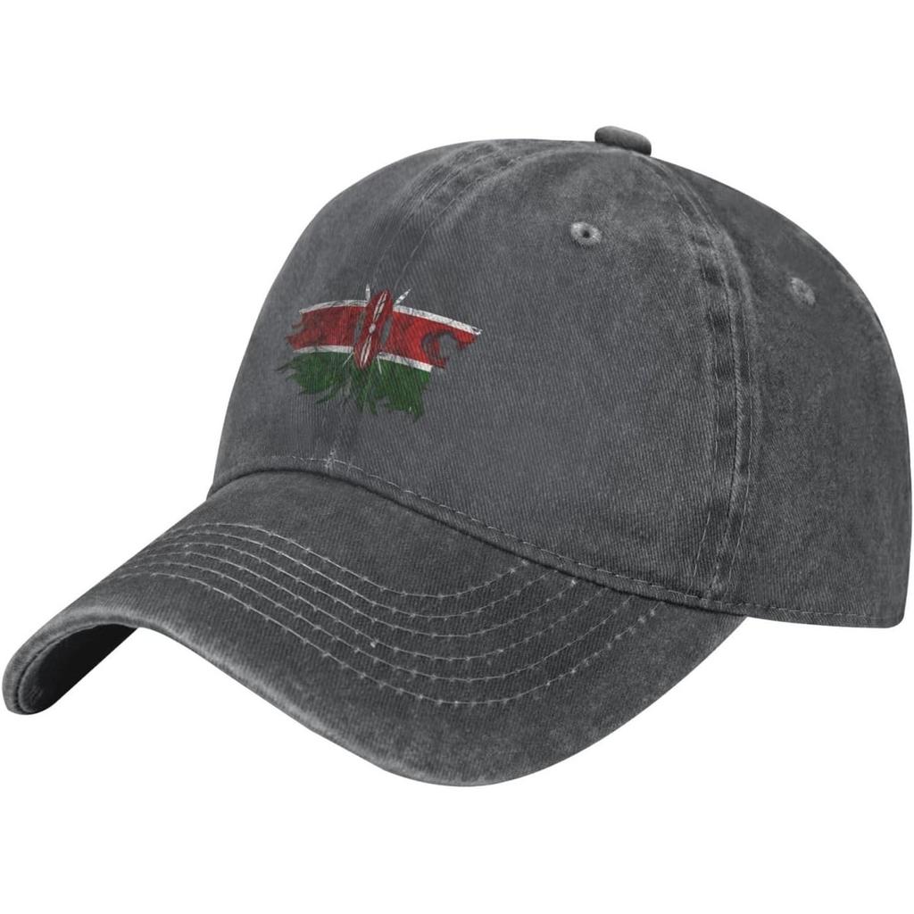 Kenyan Flag Washed Baseball Cap Distressed Cotton Dad Hat Unisex Low Profile Sun Hat