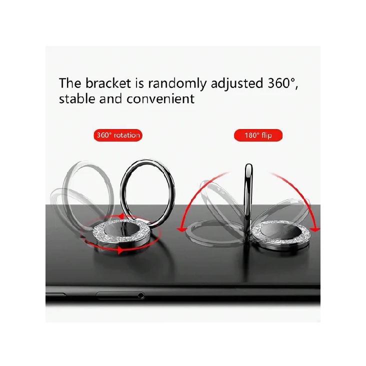 Round Foldable Zinc Alloy Phone Ring Holder 360 ° 1 Rotating Magnetic Lazy Stand