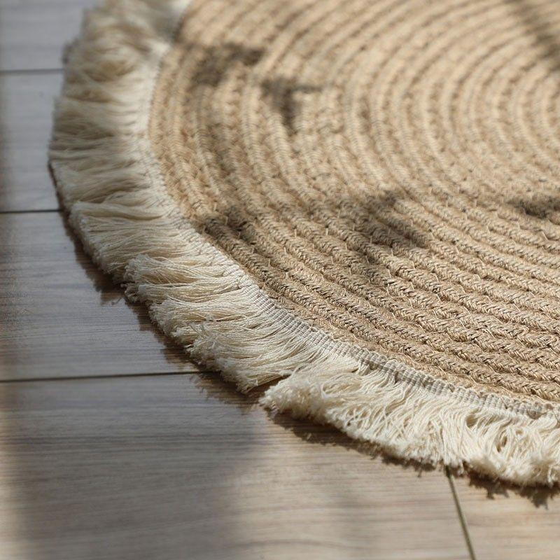 Cotton Thread Circular Carpet Japanese Tassel Harajuku Style Bedside Carpet Nordic Living Room Floor Mat