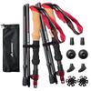 BISINNA Carbon Folding Trekking Poles, Ultra-Lightweight (247g), 35-135cm, 5-Level Telescopic Length Adjustment, Set of 2, Cork and EVA Combination