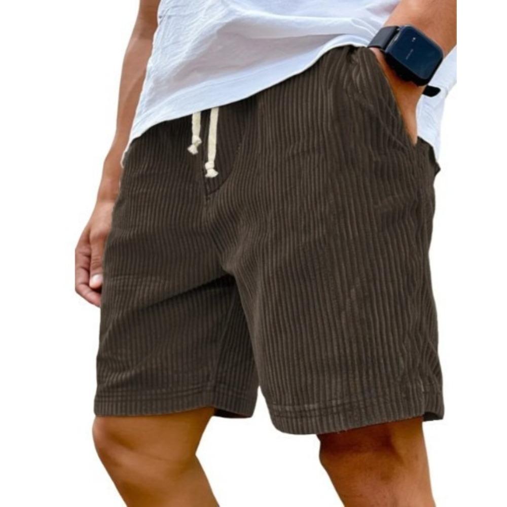 Pantalones Cortos Casuales de Moda para Hombre con Logo Bordado Vintage y Cordón de Pana