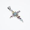 Ciondolo a Croce con Pietre Multiple: Ciondolo Spirituale in Argento Sterling 925